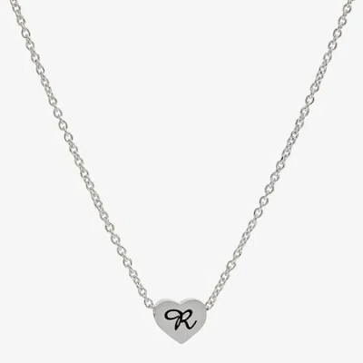 Sparkle Allure Initial Womens Pure Silver Over Brass Heart 16 Inch Pendant Necklace In Metallic