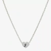 Sparkle Allure Initial Womens Pure Silver Over Brass Heart 16 Inch Pendant Necklace In Silver