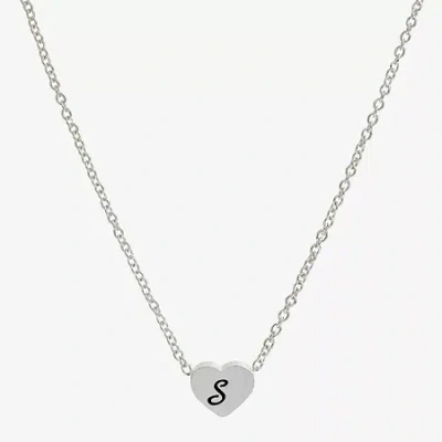 Sparkle Allure Initial Womens Pure Silver Over Brass Heart 16 Inch Pendant Necklace