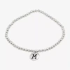 Sparkle Allure Initial Womens Round Beaded Bracelet In Metallic
