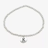 Sparkle Allure Initial Womens Round Beaded Bracelet In Black