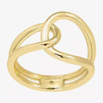 Sparkle Allure Interlocked Loops Bypass Wrap Womens 14k Gold Over Brass Bypass Cocktail Ring