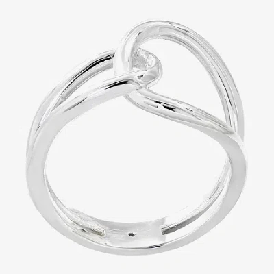 Sparkle Allure Interlocking Loops Womens 4.5mm Pure Silver Over Brass Crossover Band In Metallic