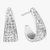 Sparkle Allure J Womens Crystal 19.3mm Hoop Earrings In Transparent