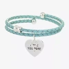 Sparkle Allure Light Blue Leather Coil Womens Cubic Zirconia Pure Silver Over Brass Wrap Bracelet In Blue