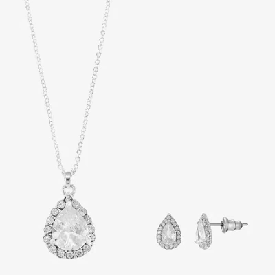 Sparkle Allure Light Up Box Womens Cubic Zirconia Pure Silver Over Brass 2-pc. Jewelry Set In Transparent