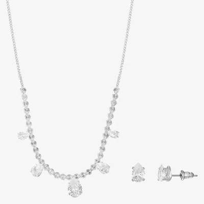 Sparkle Allure Light Up Box Womens Cubic Zirconia Pure Silver Over Brass 2-pc. Jewelry Set In Transparent