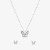 Sparkle Allure Light Up Box Womens Cubic Zirconia Pure Silver Over Brass Butterfly 2-pc. Jewelry Set In Silver