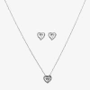Sparkle Allure Light Up Box Womens Cubic Zirconia Pure Silver Over Brass Heart 2-pc. Jewelry Set In Silver