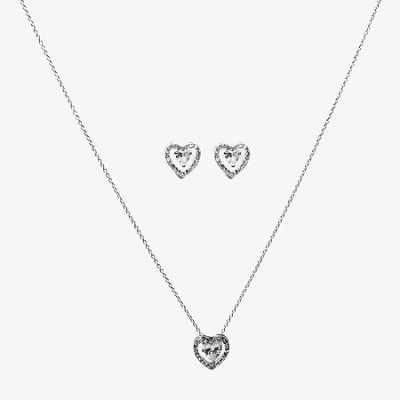 Sparkle Allure Light Up Box Womens Cubic Zirconia Pure Silver Over Brass Heart 2-pc. Jewelry Set
