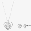 Sparkle Allure Light Up Box Womens Cubic Zirconia Pure Silver Over Brass Heart 2-pc. Jewelry Set In Transparent