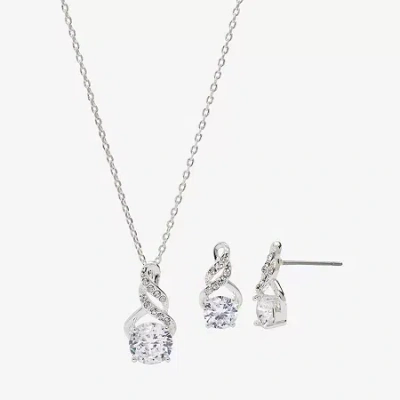 Sparkle Allure Light Up Box Womens Cubic Zirconia Pure Silver Over Brass Infinity 2-pc. Jewelry Set In Metallic