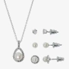 Sparkle Allure Light Up Box Womens Cubic Zirconia Pure Silver Over Brass Pear 4-pc. Jewelry Set In Silver