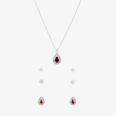 Sparkle Allure Light Up Box Womens Cubic Zirconia Pure Silver Over Brass Pear 4-pc. Jewelry Set