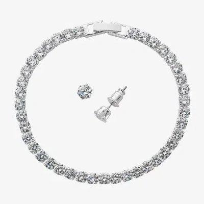 Sparkle Allure Light Up Box Womens Cubic Zirconia Pure Silver Over Brass Round 2-pc. Jewelry Set