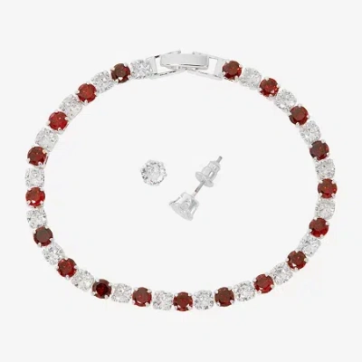 Sparkle Allure Light Up Box Womens Cubic Zirconia Pure Silver Over Brass Round 2-pc. Jewelry Set