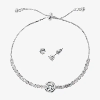 Sparkle Allure Light Up Box Womens Cubic Zirconia Pure Silver Over Brass Round 2-pc. Jewelry Set