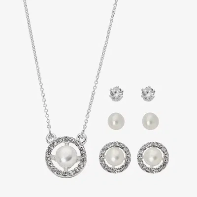 Sparkle Allure Light Up Box Womens Cubic Zirconia Pure Silver Over Brass Round 4-pc. Jewelry Set