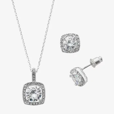Sparkle Allure Light Up Box Womens Cubic Zirconia Pure Silver Over Brass Square 2-pc. Jewelry Set