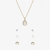 Sparkle Allure Light Up Box Womens Cubic Zirconia Simulated Pearl 18k Gold Over Brass Pear 4-pc. Jewelry Set In Gold