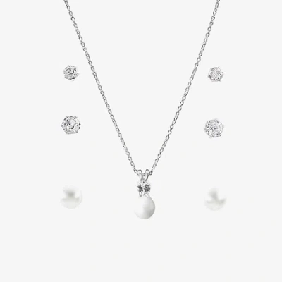 Sparkle Allure Light Up Box Womens Simulated Cubic Zirconia Pure Silver Over Brass Round 4-pc. Jewelry Set In Transparent