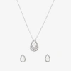 Sparkle Allure Light Up Box Womens White Cubic Zirconia Pure Silver Over Brass Pear 2-pc. Jewelry Set In Silver
