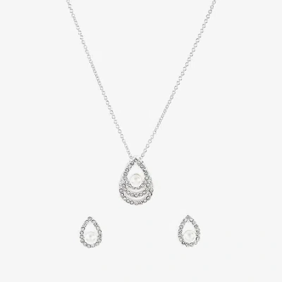 Sparkle Allure Light Up Box Womens White Cubic Zirconia Pure Silver Over Brass Pear 2-pc. Jewelry Set