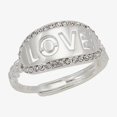Sparkle Allure Love Womens 3mm Crystal Pure Silver Over Brass Oval Band In Metallic