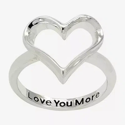 Sparkle Allure Love Womens 3mm Pure Silver Over Brass Heart Delicate Band In White