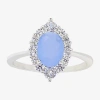 Sparkle Allure Marquise Halo Womens Blue Cubic Zirconia Pure Silver Over Brass Oval Halo Cocktail Ring In Blue