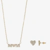 Sparkle Allure Mom Womens Cubic Zirconia Pure Silver Over Brass Heart 2-pc. Jewelry Set In Transparent