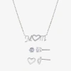 Sparkle Allure Mom Womens Cubic Zirconia Pure Silver Over Brass Heart 3-pc. Jewelry Set In Silver