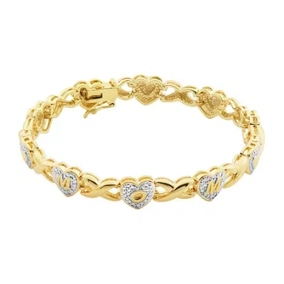 Sparkle Allure Mom Womens Diamond Accent 18k Gold Over Brass Heart 7.25 Inch Tennis Bracelet In Transparent