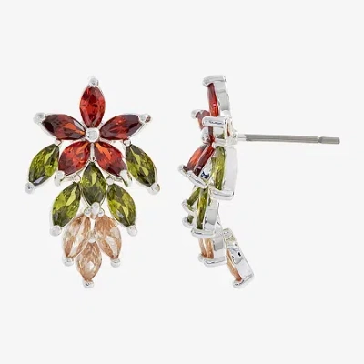 Sparkle Allure Multi Color Cubic Zirconia 21.8mm Flower Stud Earrings In Transparent