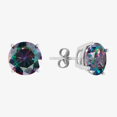 Sparkle Allure Multi Color Cubic Zirconia 8mm Round Stud Earrings In Silver