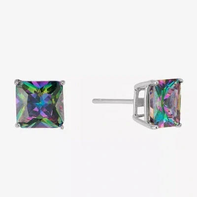 Sparkle Allure Multi Color Cubic Zirconia 9mm Stud Earrings In Silver