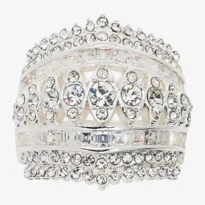 Sparkle Allure Multi Row Dome Womens Cubic Zirconia Pure Silver Over Brass Cocktail Ring In Metallic