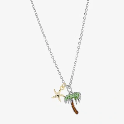 Sparkle Allure Palm Tree And Starfish Womens Multi Color Crystal 14k Gold Over Brass Pure Silver Over Brass 16 Inch In Transparent
