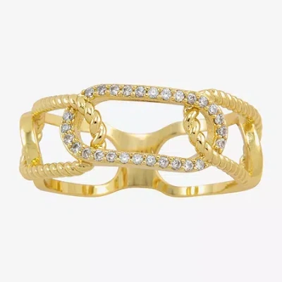 Sparkle Allure Paperclip Womens 5mm Cubic Zirconia 14k Gold Over Brass Paperclip Band