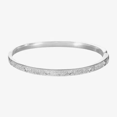 Sparkle Allure Pave Womens Cubic Zirconia Pure Silver Over Brass Round Bangle Bracelet