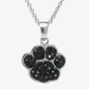 Sparkle Allure Paw Print Womens Black Pure Silver Over Brass 18 Inch Pendant Necklace In Black