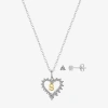 Sparkle Allure Pendant Necklace & Stud Earring Womens Cubic Zirconia Pure Silver Over Brass Heart 2-pc. Jewelry Set In Sand