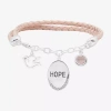 Sparkle Allure Pink Leather Hope Dove Womens Cubic Zirconia Pure Silver Over Brass Round Charm Bracelet In Pink