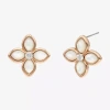 Sparkle Allure Pink Mother Of Pearl 18k Rose Gold Over Brass 30mm Flower Stud Earrings In Gold