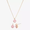 Sparkle Allure Pink Womens Pink Crystal 18k Rose Gold Over Brass Round 2-pc. Jewelry Set In Transparent