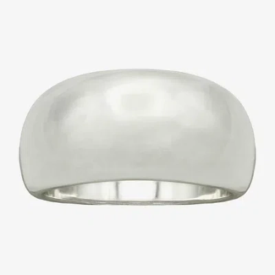 Sparkle Allure Polished Dome Womens 4mm Pure Silver Over Brass Dome Band In Metallic