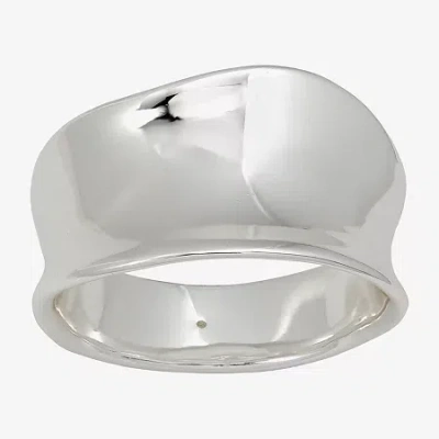 Sparkle Allure Polished Wavy Womens 5.5mm Pure Silver Over Brass Band In Transparent