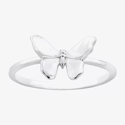 Sparkle Allure Polished Womens Pure Silver Over Brass Butterfly Delicate Band