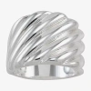 Sparkle Allure Polished Woven Womens 22mm Pure Silver Over Brass Band In Transparent