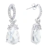 Sparkle Allure Pure Silver Over Brass Crystal Drop Earrings In Silver